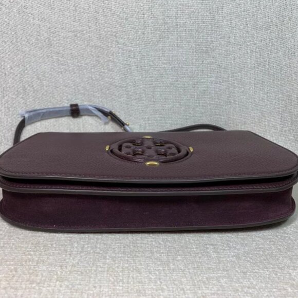 Tory Burch Miller Leather Handbag Red Wine Burgundy Ox Tempranillo Bag Purse NEW - Picture 9 of 10